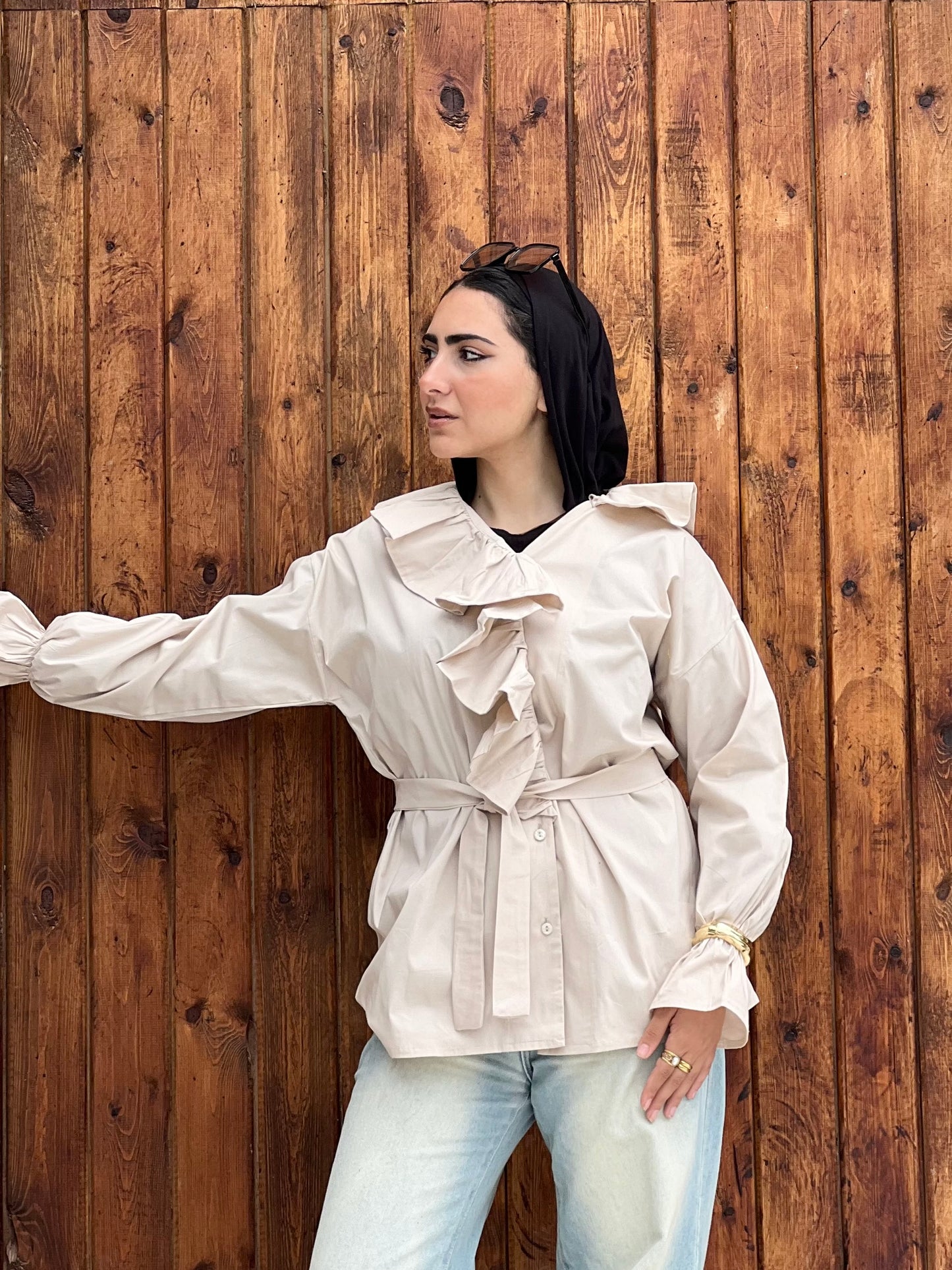Ruffled Collar Shirt (Pearl Cream)