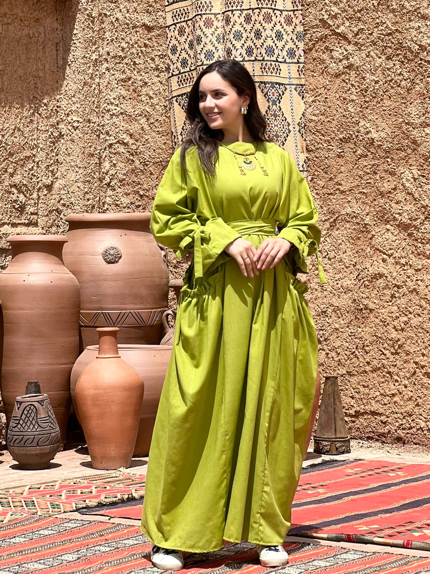 Fräulein Linen dress (Lime Green)