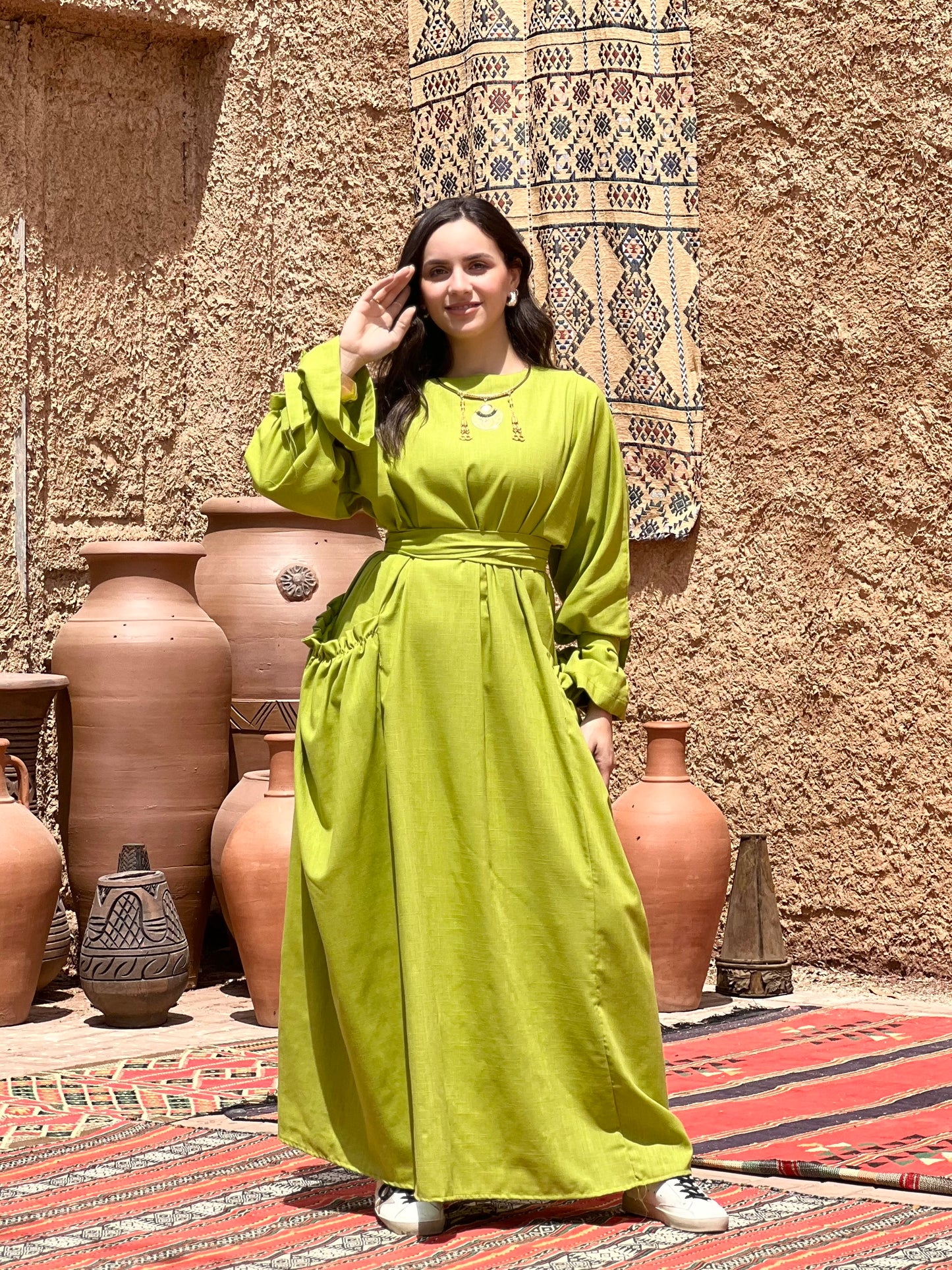 Fräulein Linen dress (Lime Green)