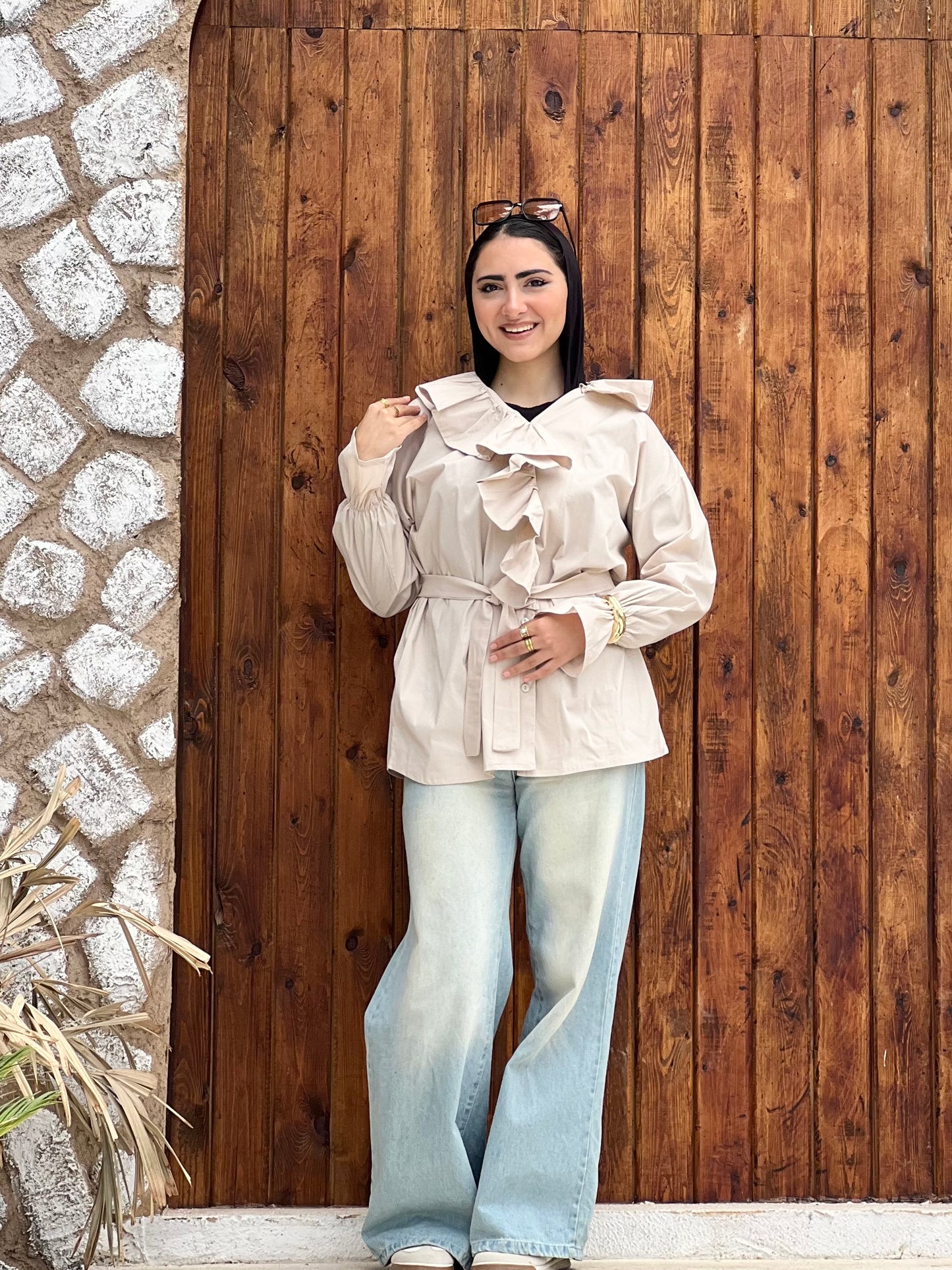 Ruffled Collar Shirt (Pearl Cream)
