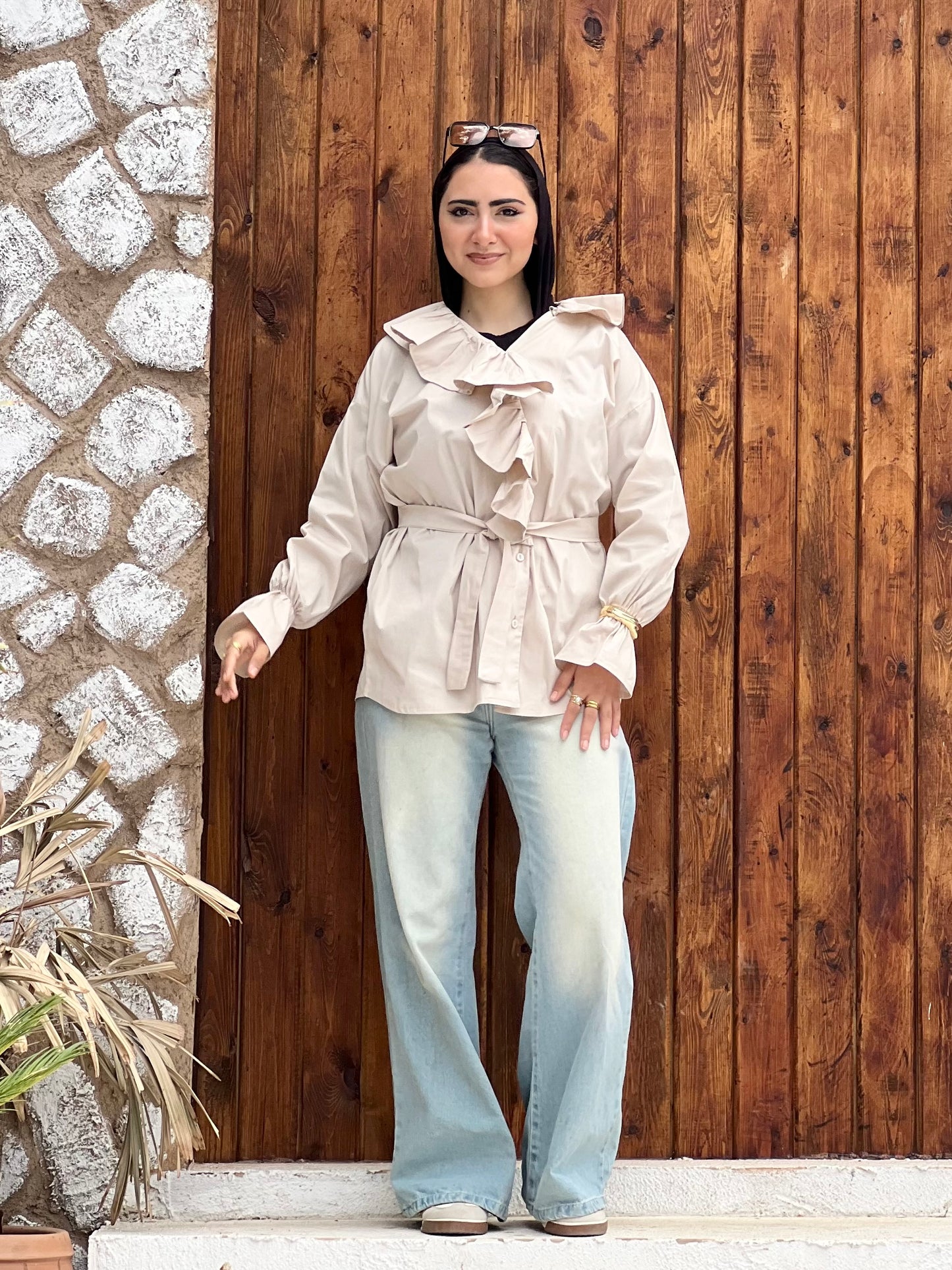 Ruffled Collar Shirt (Pearl Cream)