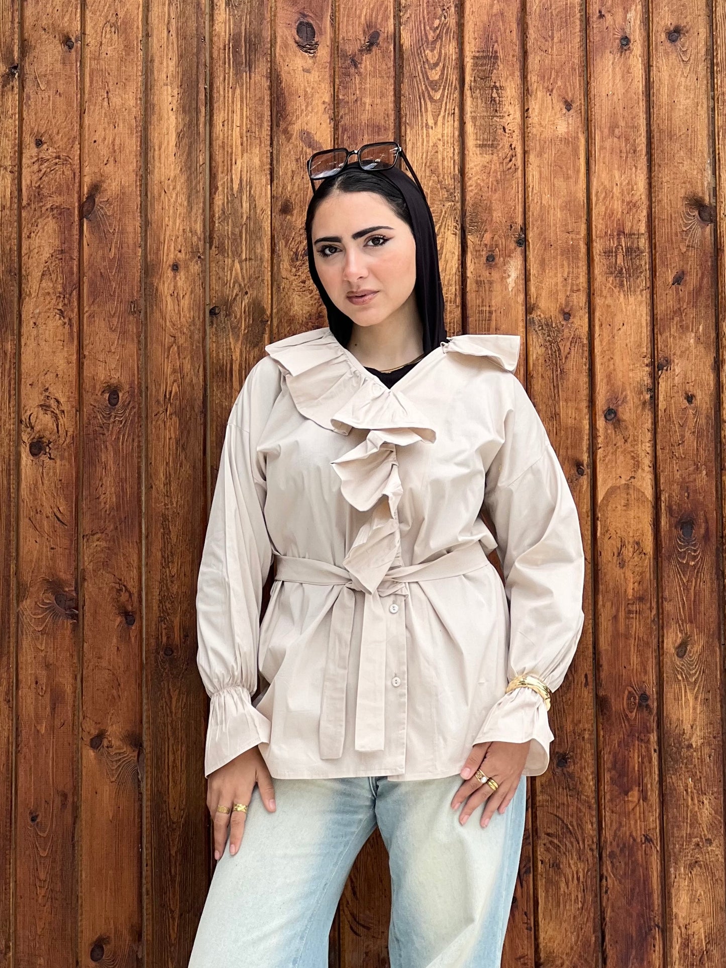 Ruffled Collar Shirt (Pearl Cream)