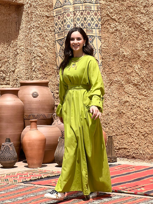 Fräulein Linen dress (Lime Green)
