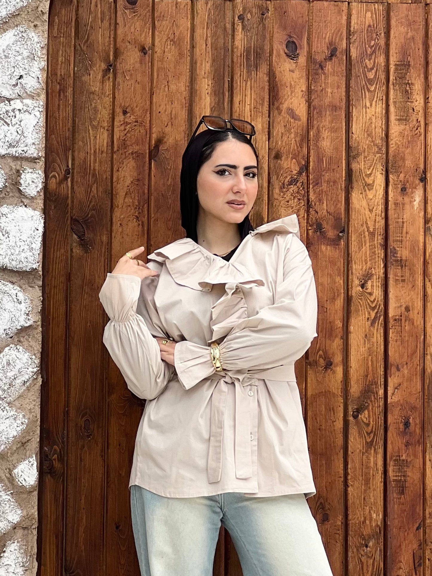 Ruffled Collar Shirt (Pearl Cream)