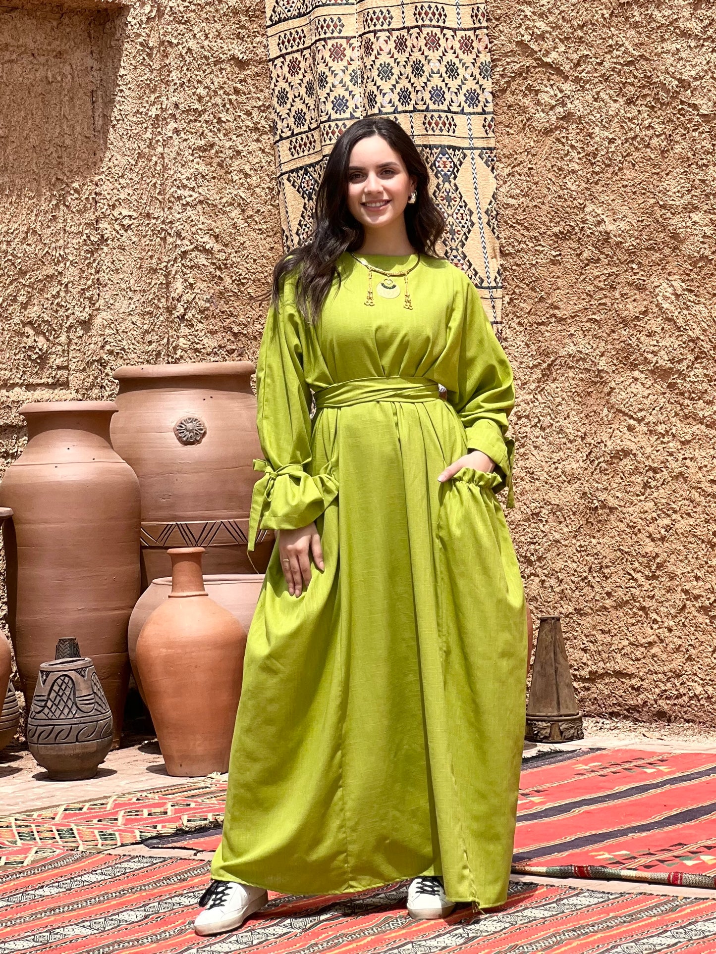 Fräulein Linen dress (Lime Green)