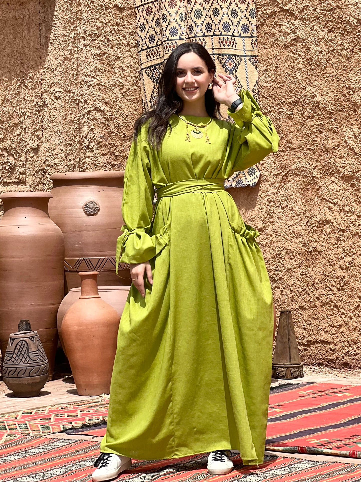 Fräulein Linen dress (Lime Green)