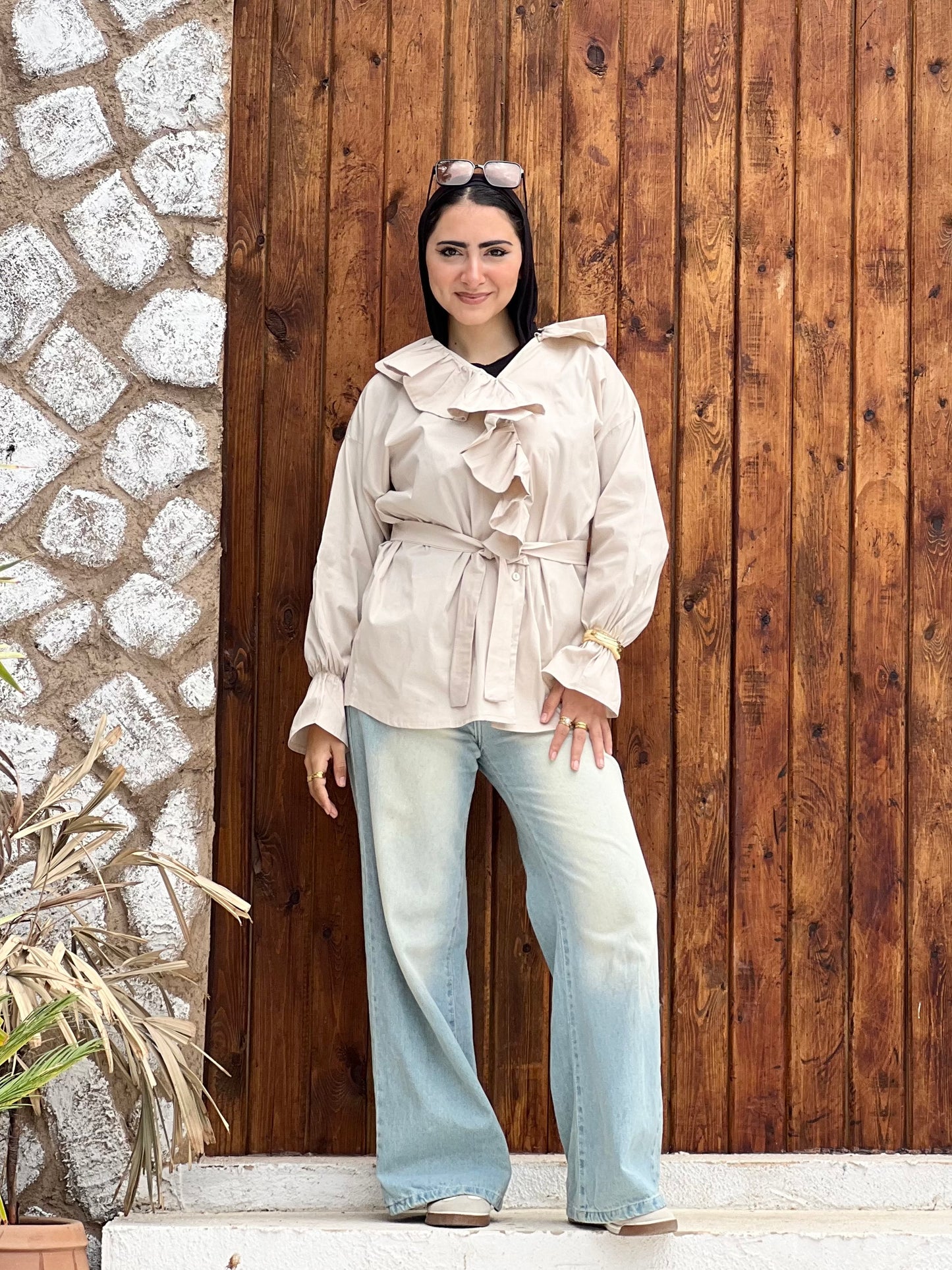 Ruffled Collar Shirt (Pearl Cream)