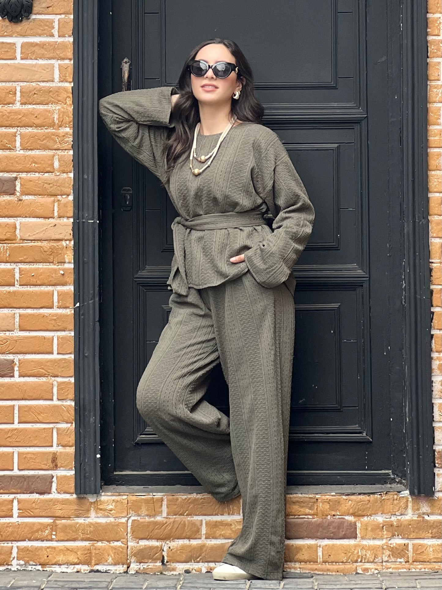 The Urban Knitwear Set For Summer (Olive Green)
