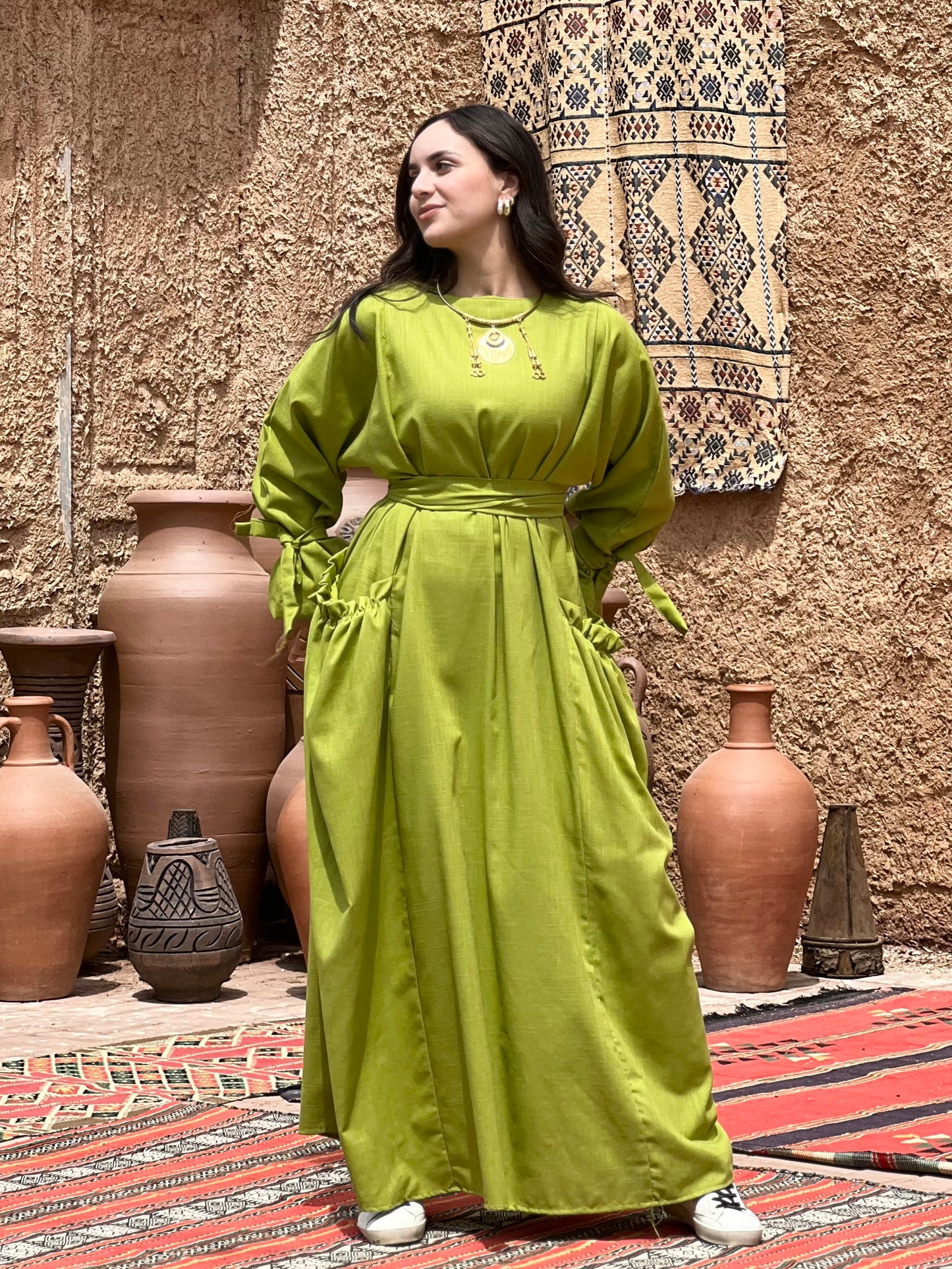 Fräulein Linen dress (Lime Green)