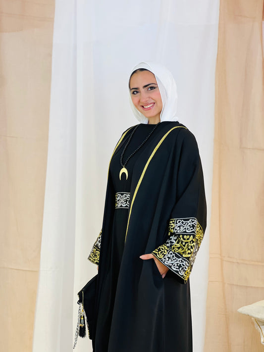 El Tarek Collection (Gold Silver Calligraphy Black kaftan)