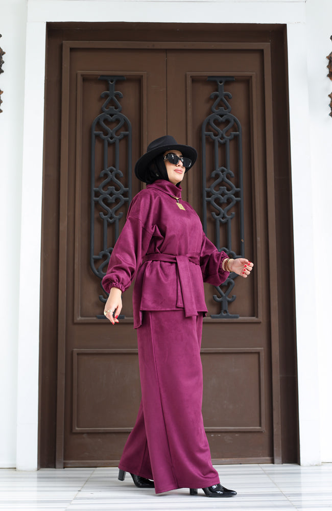 Suede Burgundy Set