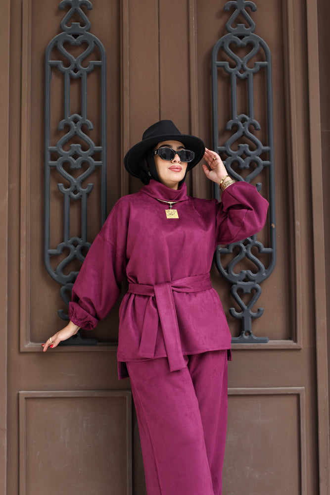 Suede Burgundy Set