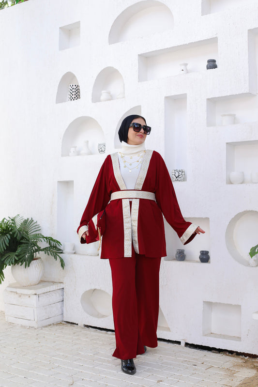 Islamic design maroon Set