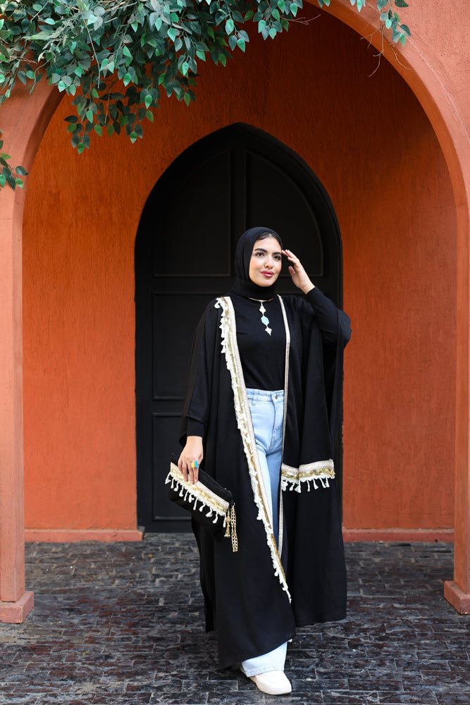 Farfasha Black Long poncho