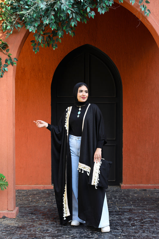 Farfasha Black Long poncho