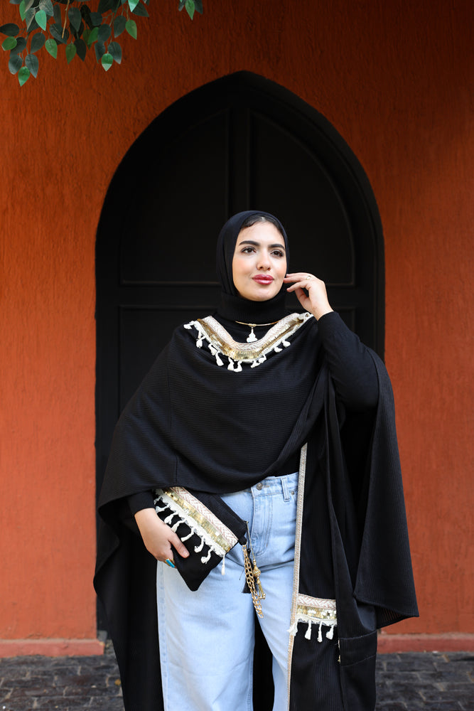 Farfasha Black Long poncho