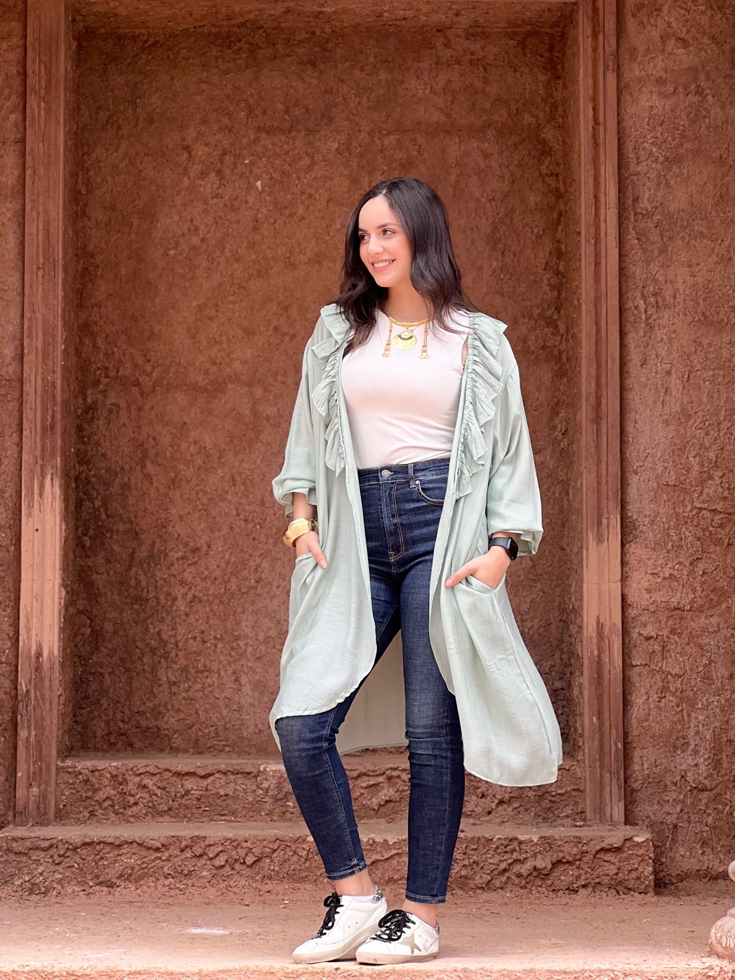 The Ruffle Wrap Cardigan (Mint)