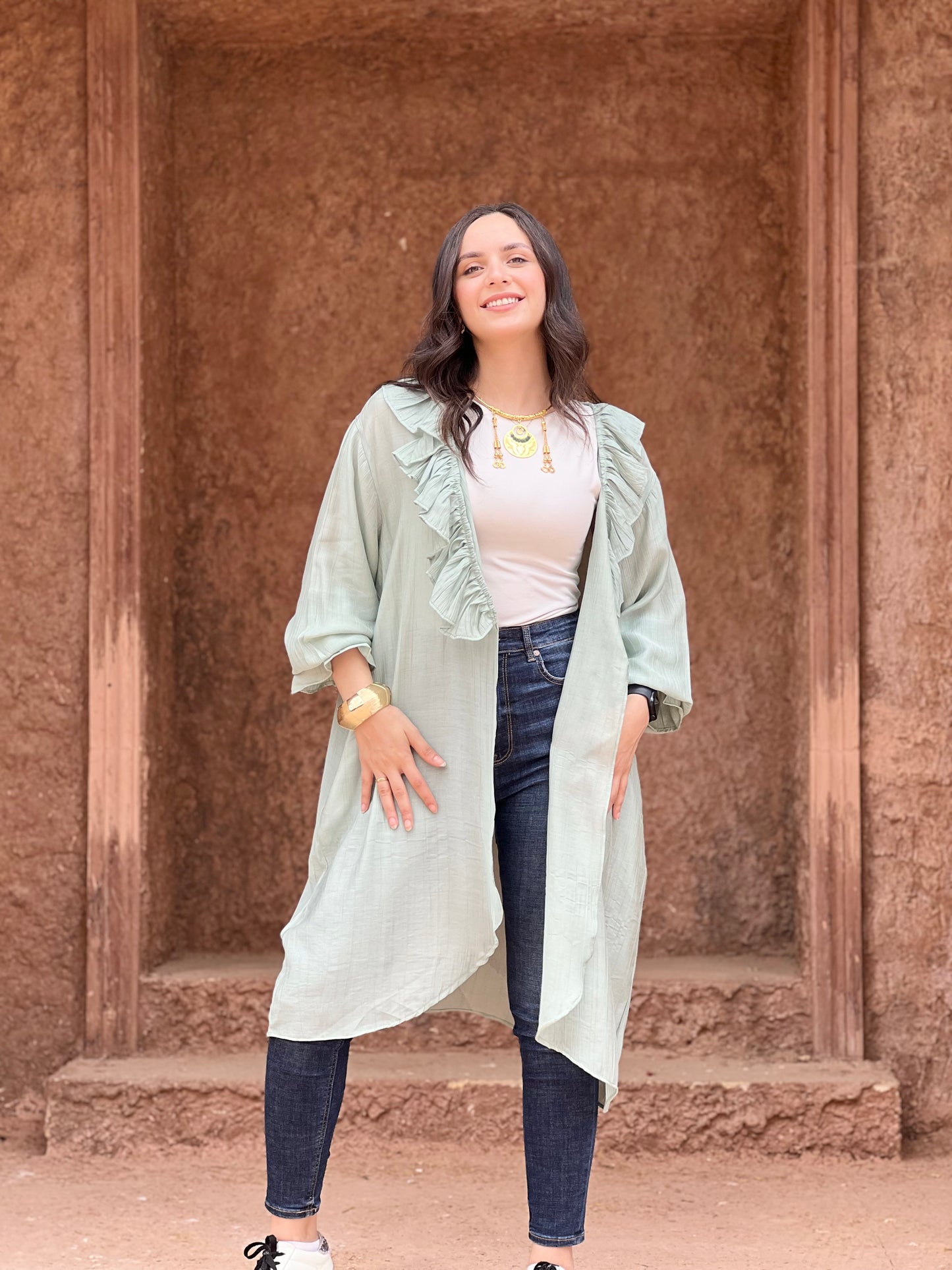 The Ruffle Wrap Cardigan (Mint)