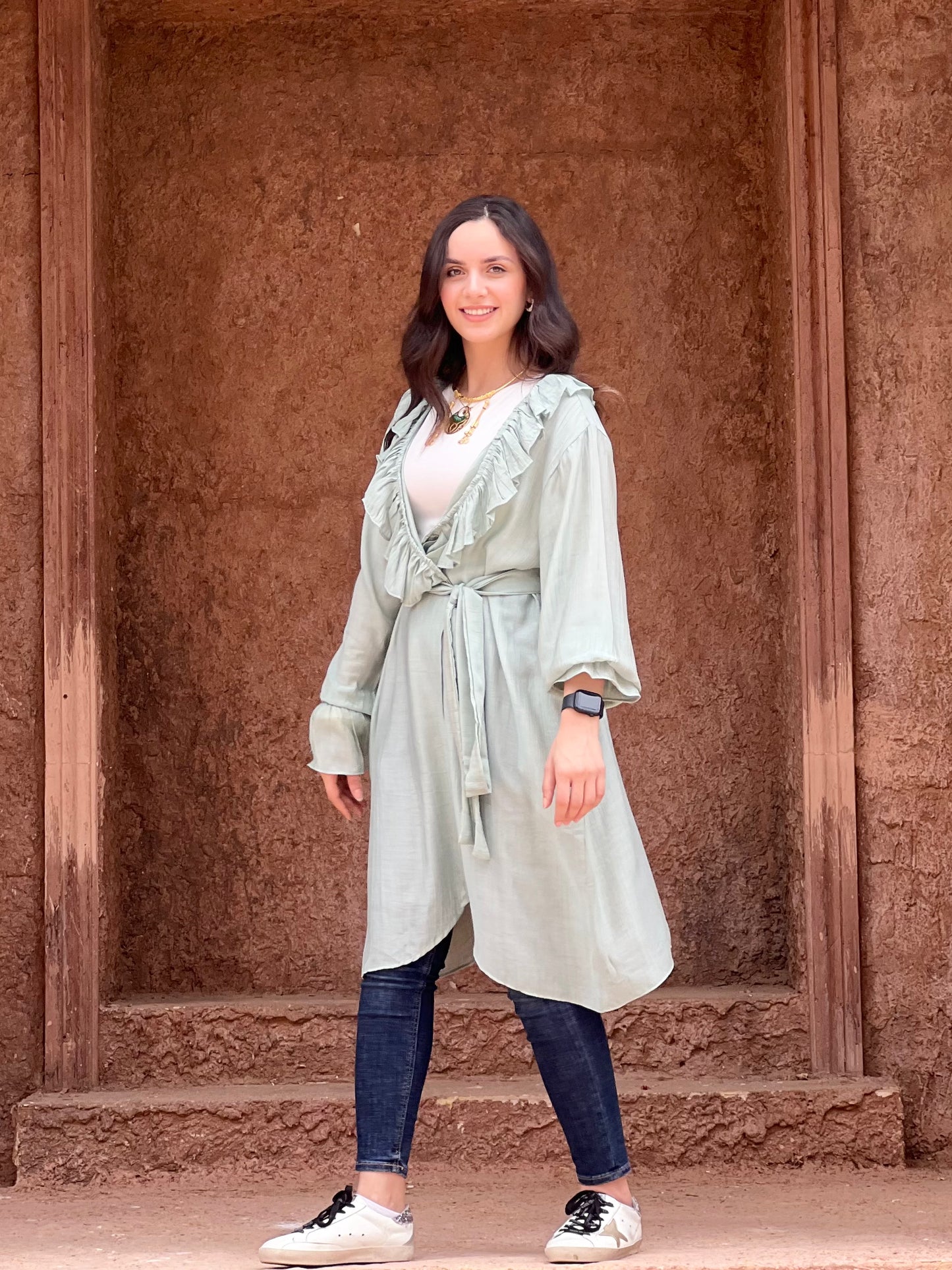 The Ruffle Wrap Cardigan (Mint)