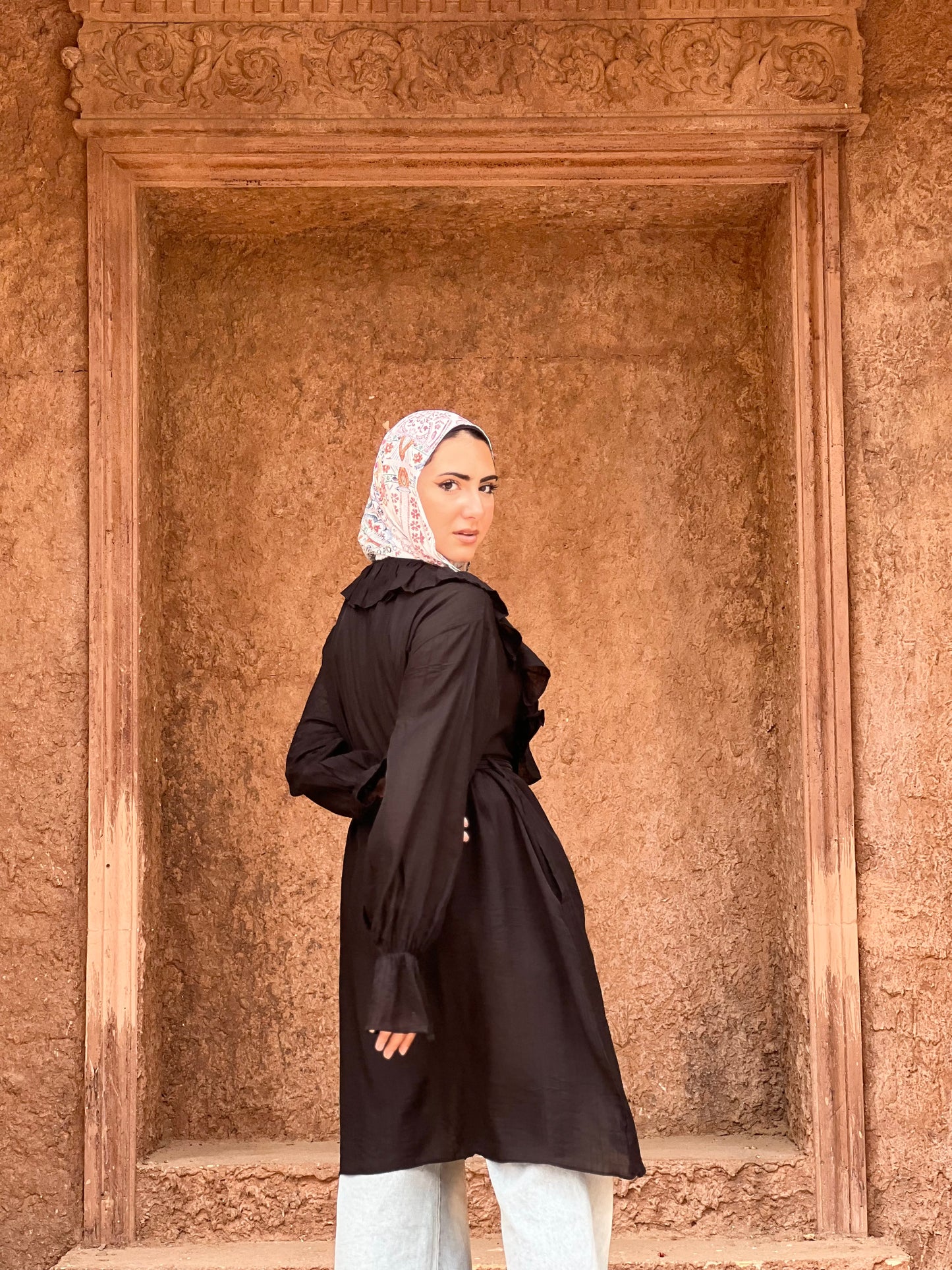 The Ruffle Wrap Cardigan (Black)