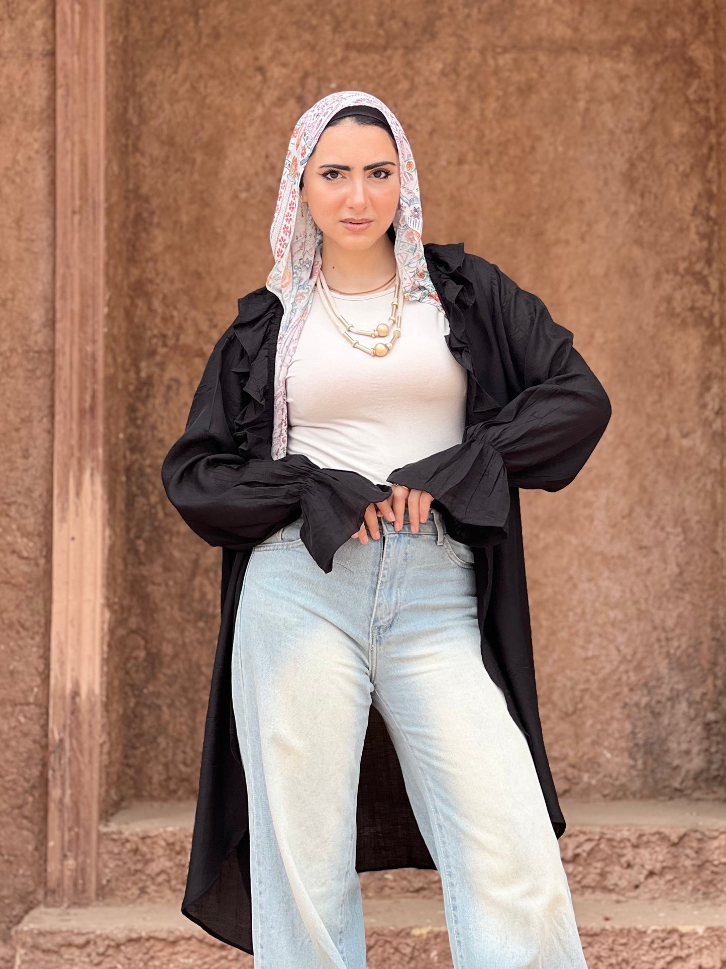 The Ruffle Wrap Cardigan (Black)