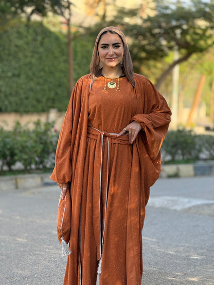 Warm Orange Velvet Kaftan