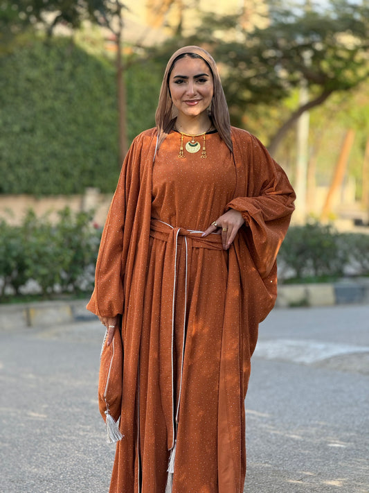 Warm Orange Velvet Kaftan