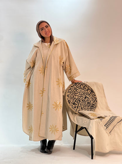 Beige Bloom linen Kaftan