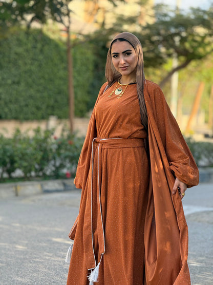Warm Orange Velvet Kaftan