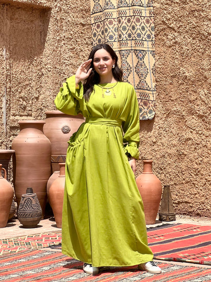 Fräulein Linen dress (Lime Green)