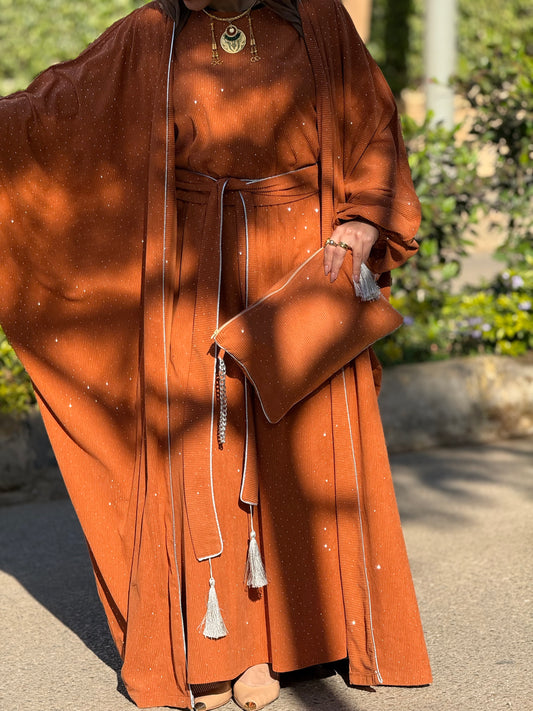 Warm Orange Velvet Kaftan