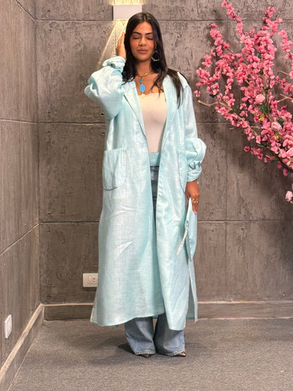 Pale Blue Linen Kaftan ( with basic dress)