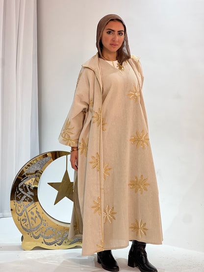Beige Bloom linen Kaftan