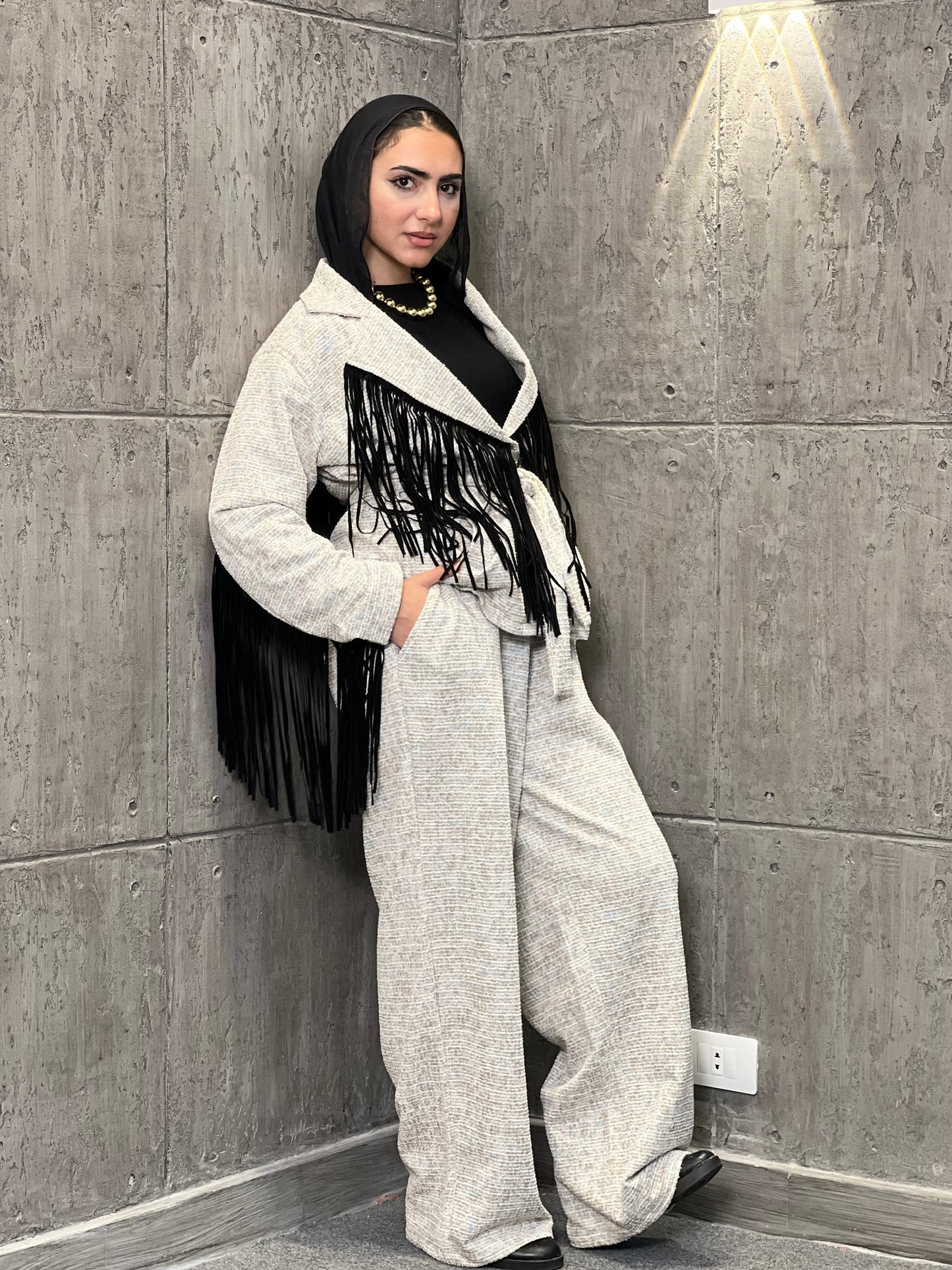 Tweed Fringe Set