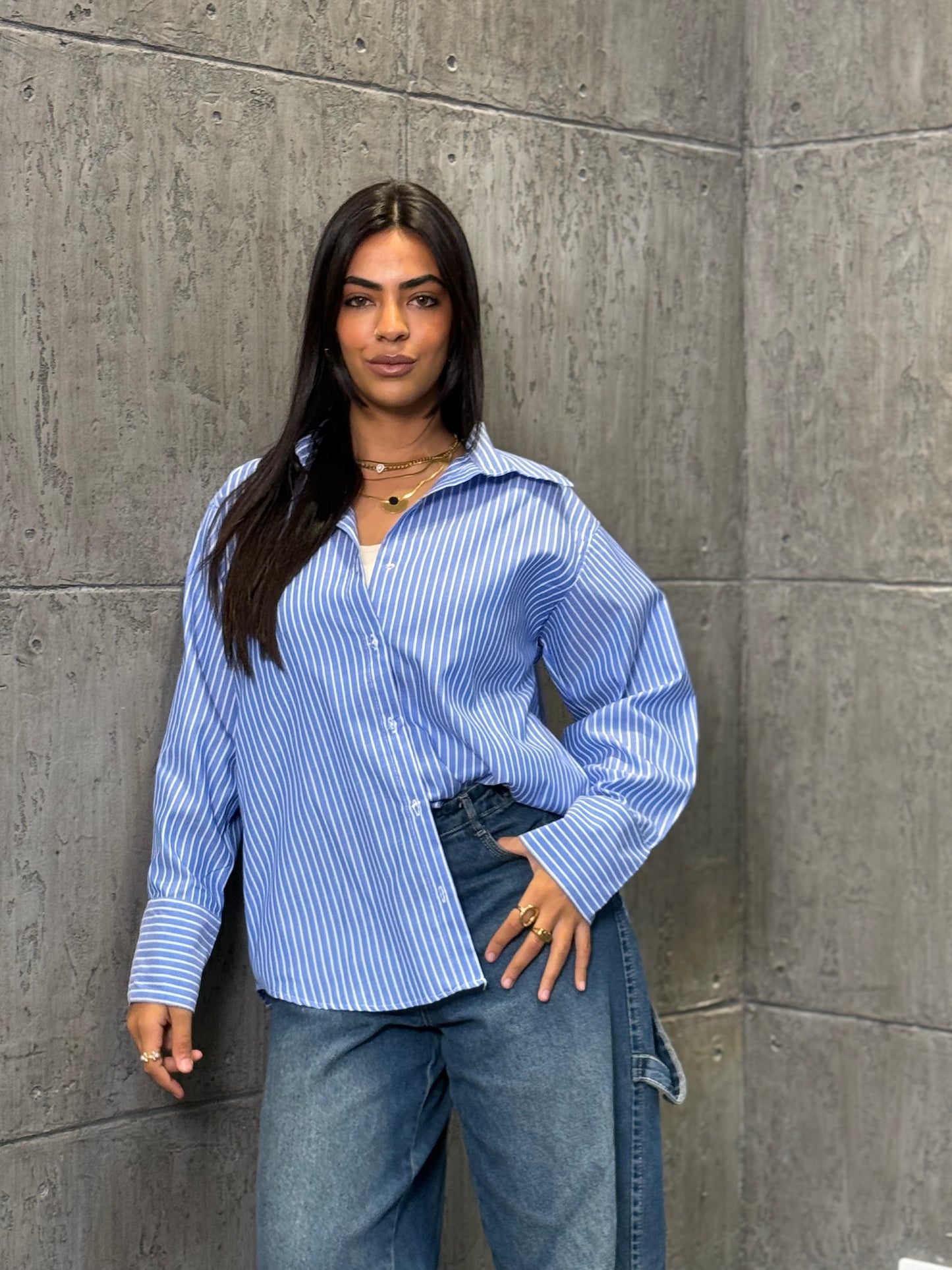 Line Breakers Chemise in Dusty Blue