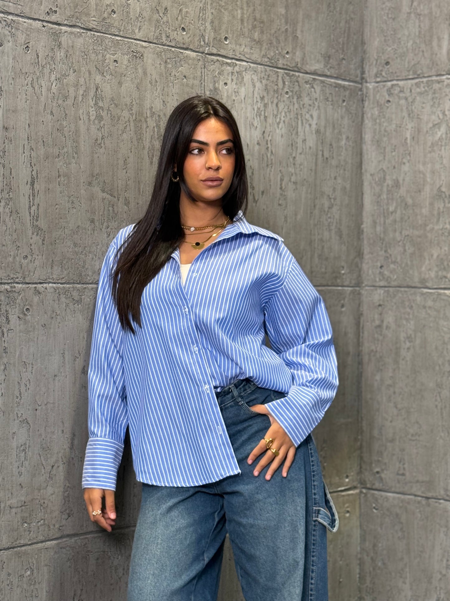 Line Breakers Chemise in Dusty Blue