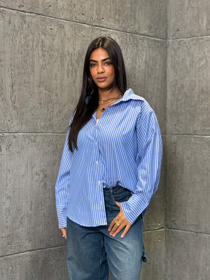Line Breakers Chemise in Dusty Blue