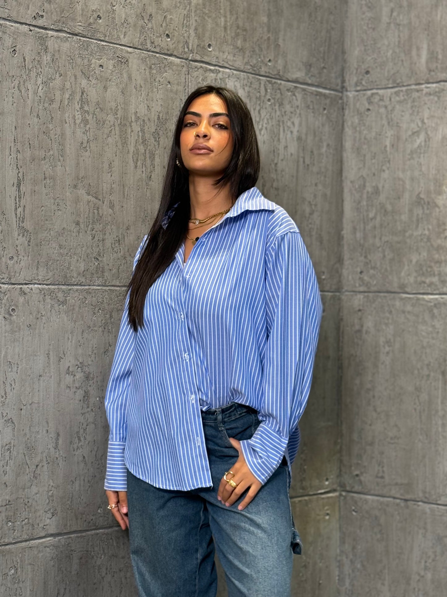 Line Breakers Chemise in Dusty Blue