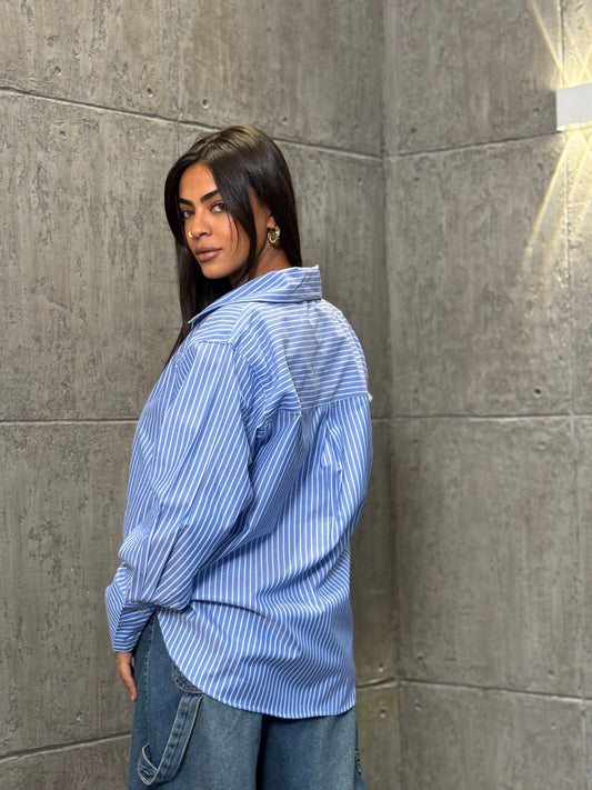 Line Breakers Chemise in Dusty Blue