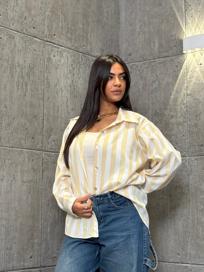 Line Breakers Chemise in Light Yellow