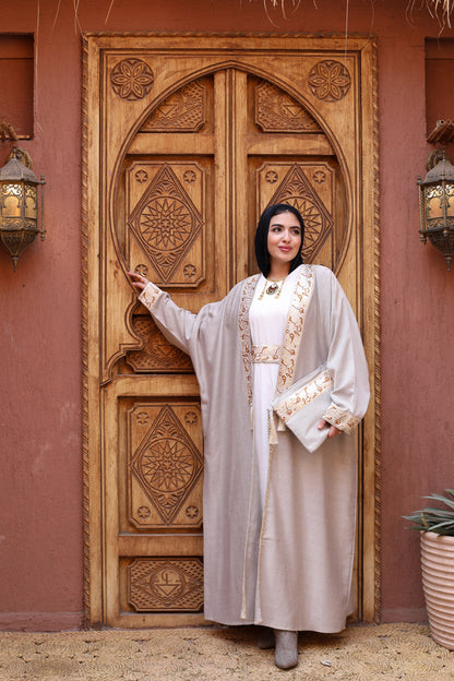 Islamic Calligraphy Beige Kaftan