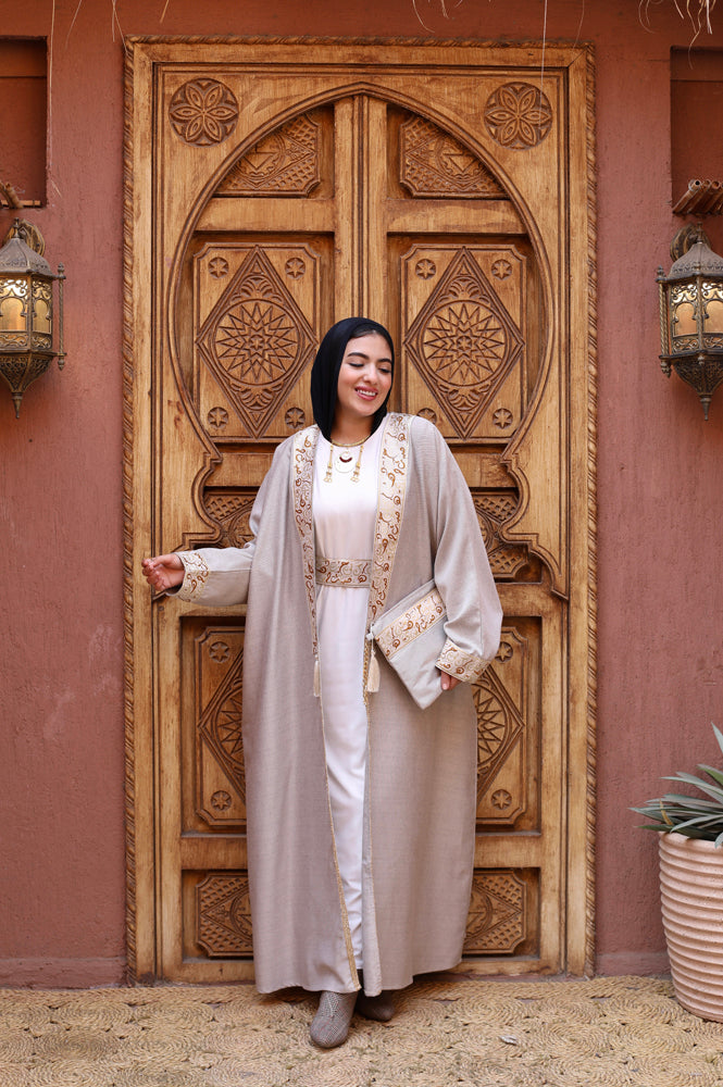 Islamic Calligraphy Beige Kaftan