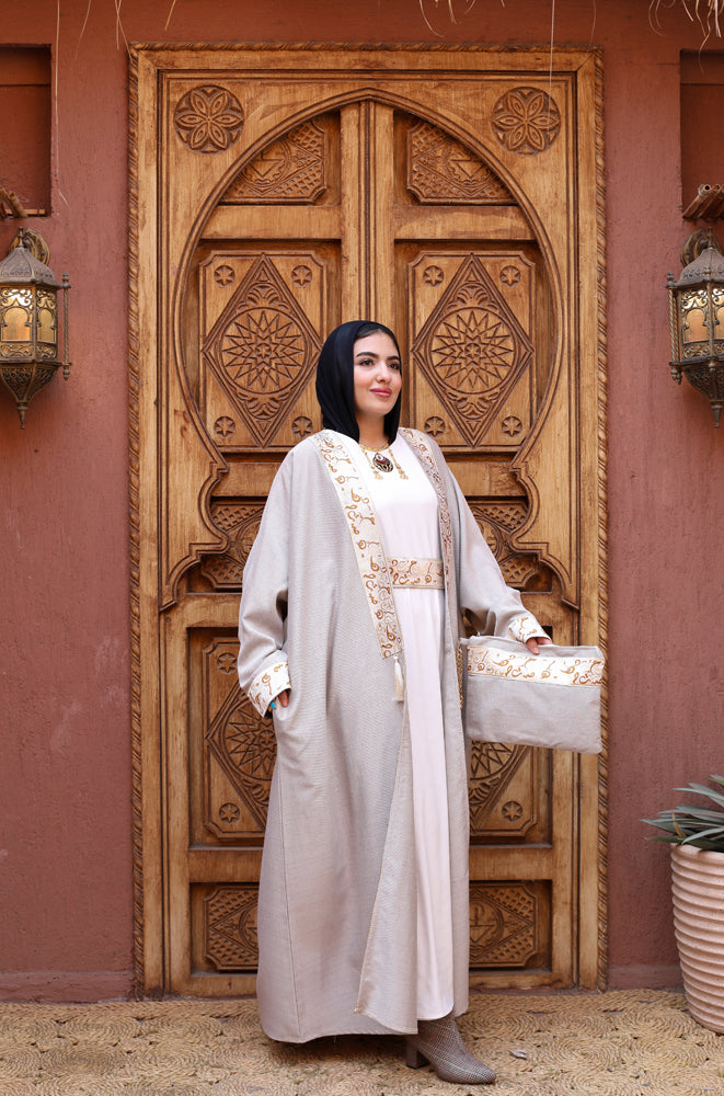 Islamic Calligraphy Beige Kaftan