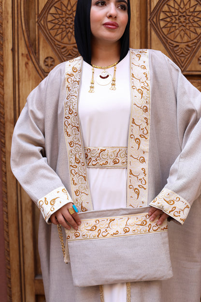 Islamic Calligraphy Beige Kaftan