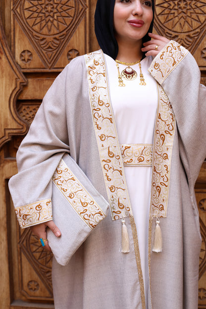 Islamic Calligraphy Beige Kaftan