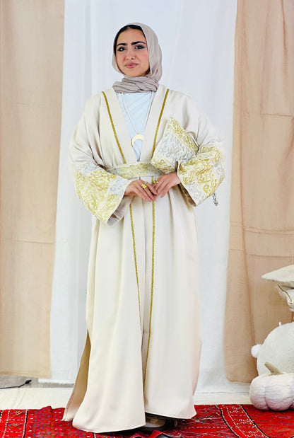 El Tarek Collection (Gold Silver Calligraphy beige kaftan)