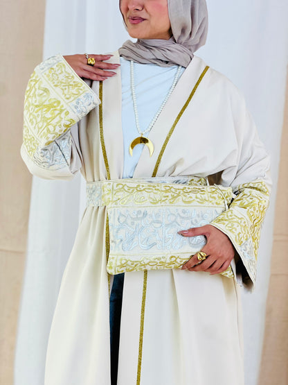 El Tarek Collection (Gold Silver Calligraphy beige kaftan)