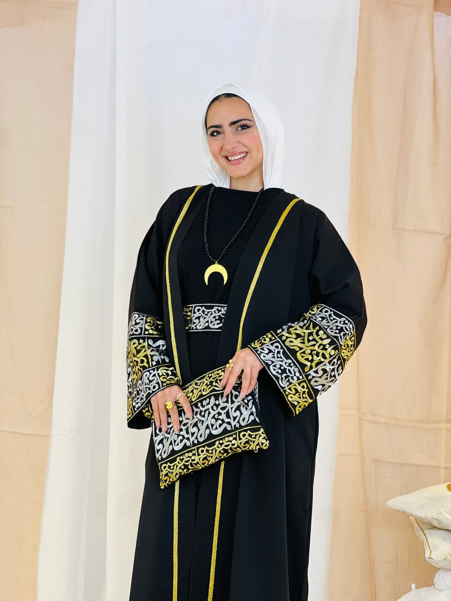 El Tarek Collection (Gold Silver Calligraphy Black kaftan)