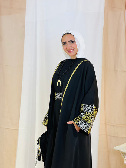 El Tarek Collection (Gold Silver Calligraphy Black kaftan)