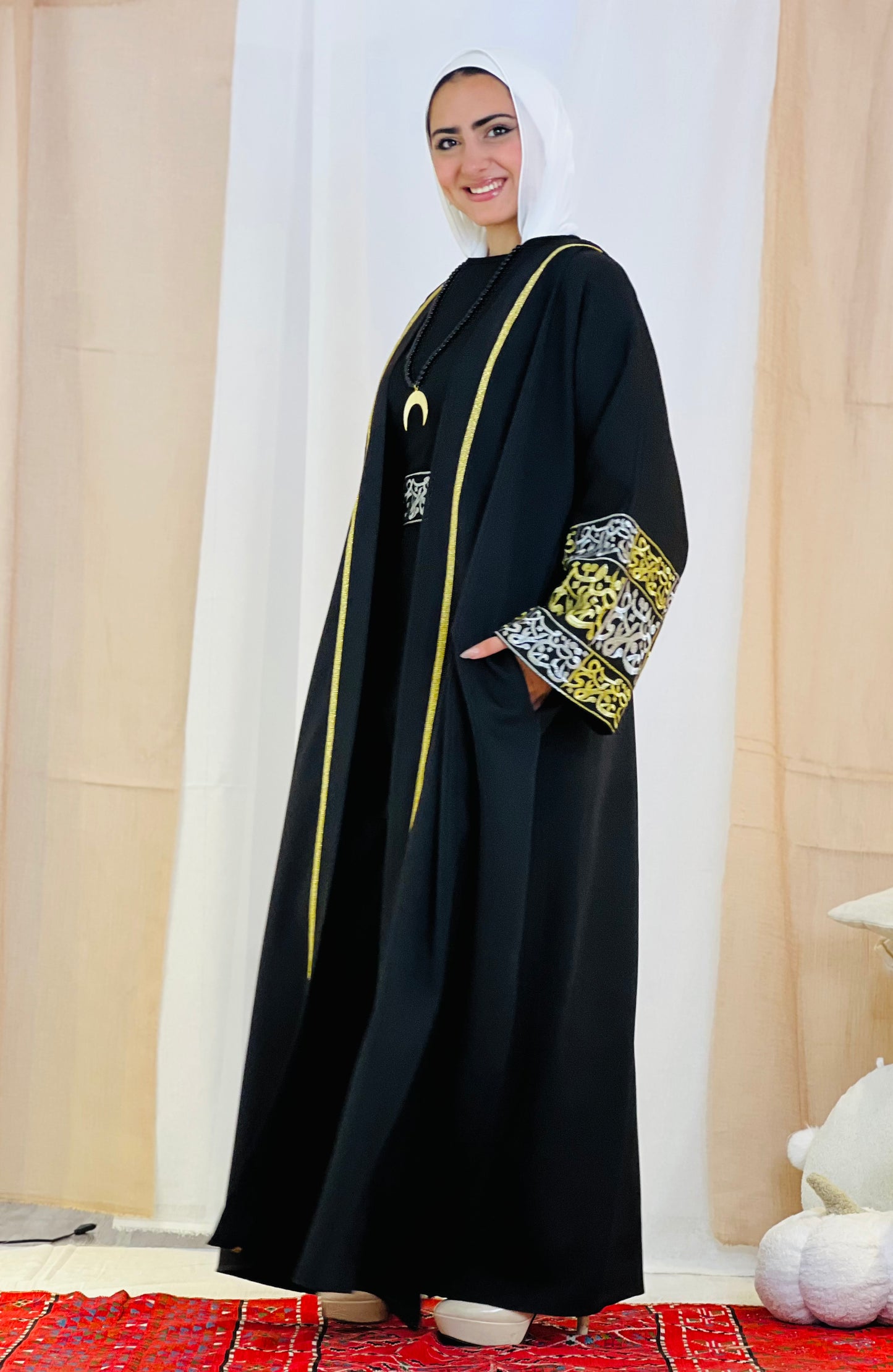 El Tarek Collection (Gold Silver Calligraphy Black kaftan)